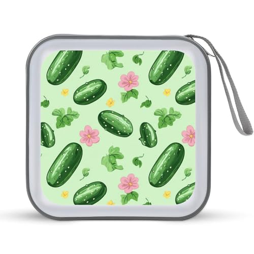 Cucumber Print CD Case Plastic DVD Case Holder Wallet Disc Storage Organizer for Car Travel