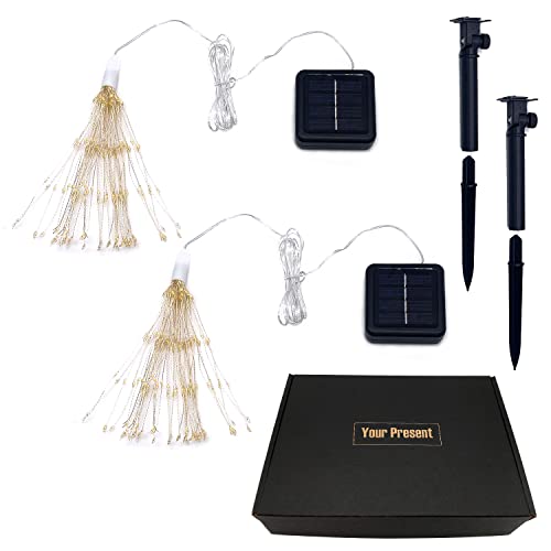 Crayfomo 200 Led Solar Starburst Light, Outdoor Chandelier Lights, 2 Pack Garden String Lights, 8 Modes Hanging Decorative Christmas Lights For Garden Patio Yard Path #TOP5