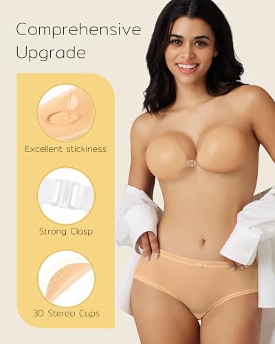 Niidor Adhesive Bra Strapless Sticky Invisible Push up Silicone Bra for Backless Dress4