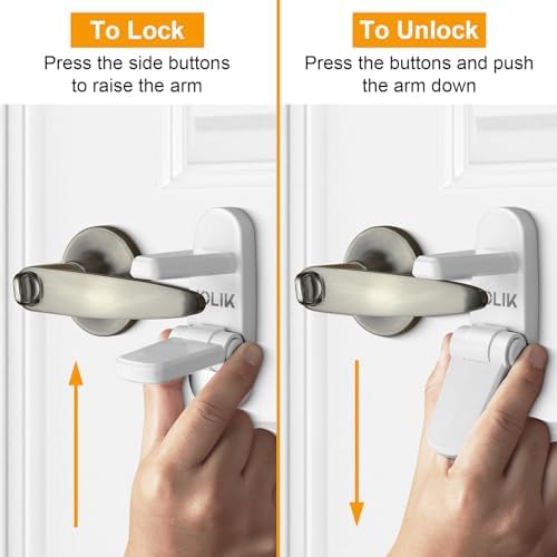 Jolik Improved Childproof Door Lever Lock(2 Pack)& Handles Premium Bonding Adhesive - door handle child proof - 1