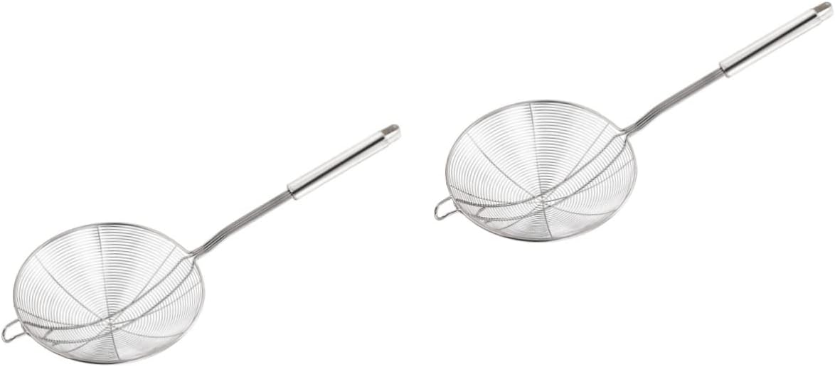 Garneck 2pcs Stainless Steel Colander Spoon Ergonomic Handle Wire Mesh Skimmer for Hot Pot Noodles Pasta and Deep Frying Easy to Clean and Dishwasher Safe