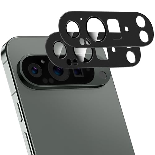 ZXZone for Google Pixel 10 Pro XL Camera Lens Protector Strong Adhesion Aluminum alloy & Sapphire Glass material [Drop Protection] 9H Tempered Glass Camera Cover screen Metal Ring Case Friendly Scratch Resistant Easy to Install 2Packs (Black)