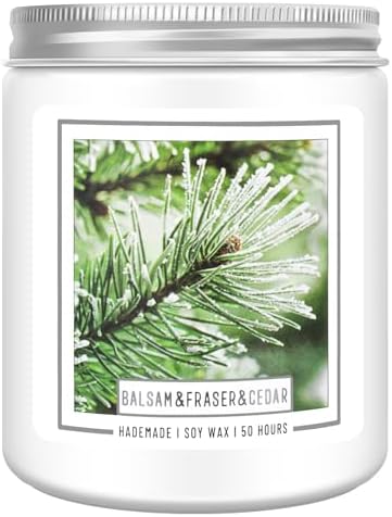 Homsolver Balsam Fir Pine Candle, Christmas Scented Candles, Holiday Natural Soy Candles with 50+ Hour Burn Time, Fir Cedar Tree Scent Gifts for Women Men, Wedding Favors for Guests, Souvenir Gifts