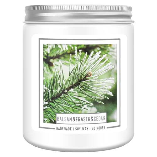 Homsolver Balsam Pine Candle, Christmas Balsam Fir Candles Scented, 9oz Holiday Candles with 50+ Hour Burn Time, Fir Cedar Tree Scent Gifts for Women