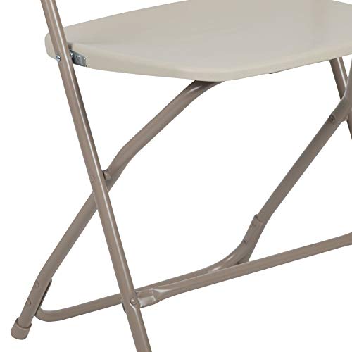 Image of Flash Furniture Hercules Series Plastic Folding Chair - Beige - 650LB Weight Capacity Comfortable Event Chair - Lightweight Folding Chair