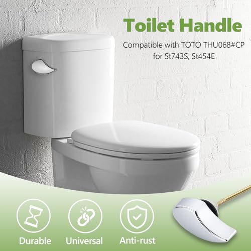 OasisFlow Toilet Handle Compatible with TOTO THU068#CP Trip Lvr for ST743S, Toilet Flush Handle Side Mount, Toilet Trip Lever Toilet Replacement Parts by OasisFlow - Used condition - Image 2