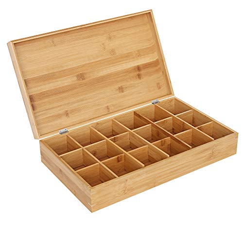 Luxe grote theedoos van bamboe hout - 18 vaks theekist voor thee - Decopatent