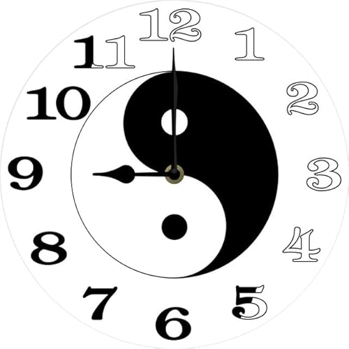 Ygzyahpwe Yin Yang Wall Clock, Yin Yang Tai Chi Pattern Wall Art, Birthday Gift, Man Cave Decor, 10x10 Inch Silent Wall Clock Non Ticking Battery Operated
