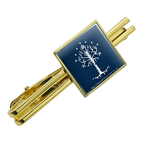 GRAPHICS & MORE The Lord of The Rings Tree of Gondor Square Tie Bar Clip Clasp Tack- Silver or Gold