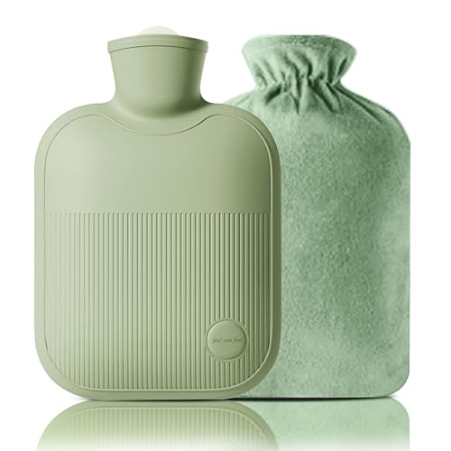 Botella de agua caliente con funda de felpa, bolsa de agua caliente de PVC de 2 L, 1 L, 0,5 L, para cuello, dolor de hombros y calentador de manos, calambres menstruales, compresa caliente y terapia