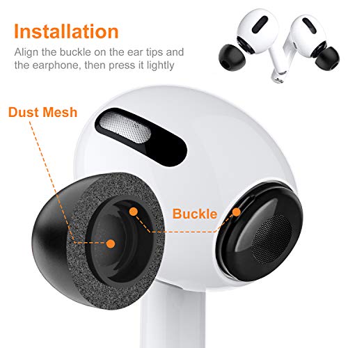 Link Dream 12 Pieces Replacement Ear Tips for AirPods Pro Accessory Memory Foam Ear Buds Tips with Portable Storage Box (Black) - Thumbnail 6