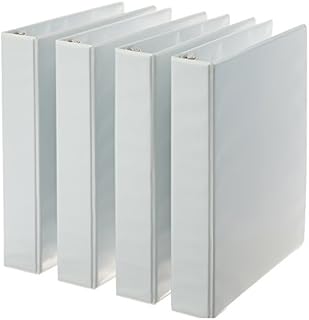 AmazonBasics 3-Ring Binder, 1.5 Inch Rings - 4-Pack (White)
