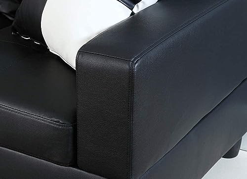 DHHU L Shape, Living Room Furniture Storage Seat, Upholstered Sectionals Sofa with Ottoman, for Home Apartment Office, 103" x 74.5" x 35", Black Leather Couches Set