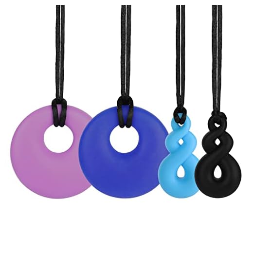 Tugghalsband, Auniq 4st Baby Sensory Tugghalsband Utbrytningsspännen Tugga tandhalsband Silikonbitare Tugga leksaker för barn Tänder Autism Biter Sensoriska pojkar Flickor Baby Tuggade halsband Leksak