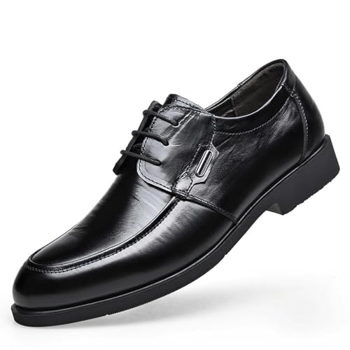 Mens Comfort Oxfords Shoes for Men, Pointed Toe Lace-up Leather Dress Comfortable Fashion Footwear for Wedding Business