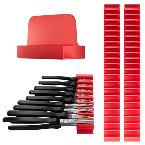 Image of 44 PCS Plier Organizer for Toolbox & Tool Drawer, Modular Desgin Plier Holders, Modular Toolbox Organizer System for Professional and DIY Mechanics, Include 20 Big Slot and 22 Small Slot, Red
