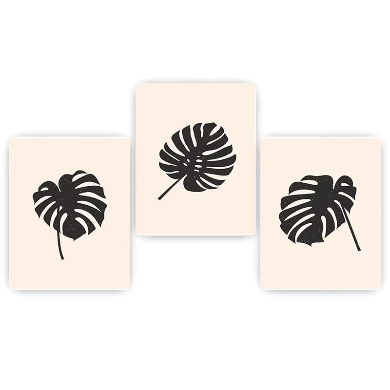 Tableau minimaliste végétal Monstera noir et blanc AEFOUU 70x100cm