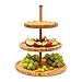 Relaxdays Alzata Portafrutta su 3 Livelli, Centrotavola, Vassoio da Portata, Struttura in bambù per Buffet, Naturale, Marrone, 30x30x37 cm