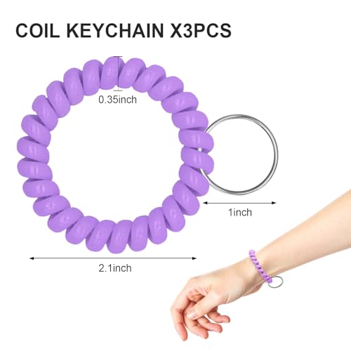 Image of Spiral Coil Keychain, Anti-lost Key Chain Holder Lanyard Cord for Sauna Outdoor Sports and Gym Pool