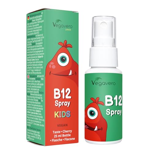 Vegavero Vitamin B12 Kids Spray, Cherry Flavour, 125 Sprays, Vegan