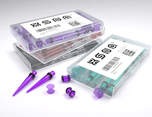 Xsna 50Pcs Ear Gauge Stretching Kit 14G-00G With Case Holder | Acrylic Tapers, Plugs Tunnels Body Piercing Jewelry Set, White #TOP4