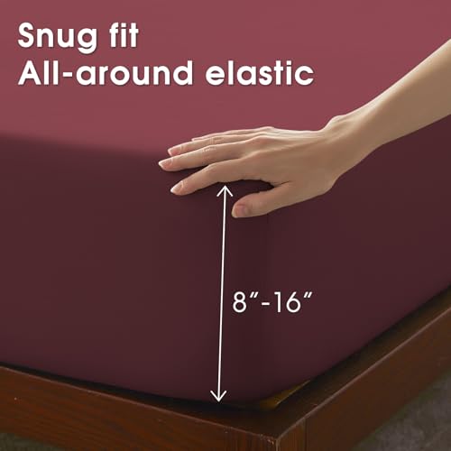 Image of Cal King 4 Piece Sheet Set - Comfy Breathable & Cooling Bed Sheets Set, Soft and Wrinkle Free, Deep Pockets, Easy & Secure Fit, Hotel Luxury Bedding - Oeko-Tex - Burgundy