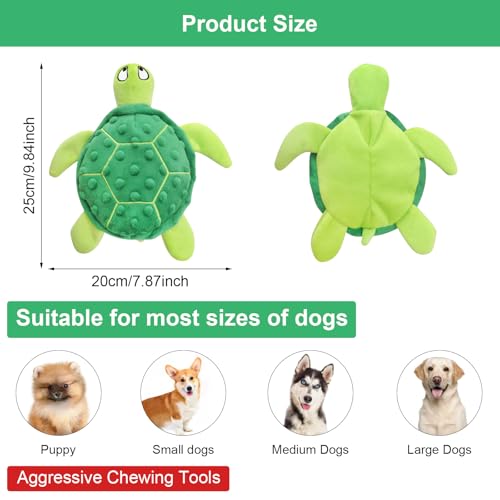 TNSLAND Juguete interactivo para perros, juguete interactivo para cachorros, juguete masticable para perros de peluche de 25 cm, tortuga para perros pequeños y medianos - imagen 2