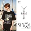 INFINIONLY Fashion Men Women Stainless Steel Necklace Pendant Vintage Cross Pendant with Zirconia with 55cm Chain Creative Cross Necklaces for Teenagers #5