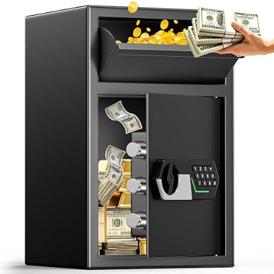 2.8 Cuft Large Drop Safe for Business, Anti-Theft Depository Safe Box with Quick Place Drop Slot, Digital Keypad and Fireproof Bag, Money Safe Drop Box Deposit Safes for Home Business Retail Mail