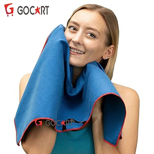 Image of GOCART WITH G LOGO Microfiber Quick Dry Towel for Home Gym Exercise and Outdoor Use (80 X 40 CM) (Blue, 2)