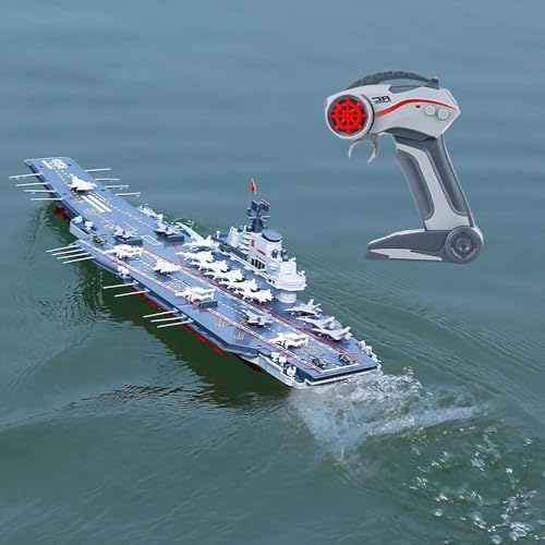 MJHYNBS RC Boat, 30KM/H High Speed RC Aircraft Carrier, 2.4Ghz Simulated Electric RC Battleship...