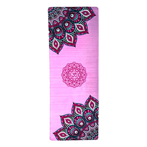 Tapete de Yoga Estampado Mat em Camurça e Borracha Mandala Rosa - Odin Fit