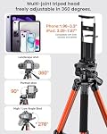 CAMBOFOTO 73" Camera Tripod and Monopod, Professional Aluminum Tripod Stand for Mirrorless Camera/DSLR/Cell Phone/Camcorder/GoPro, with Phone Holder and Travel Bag (Burnt Orange)