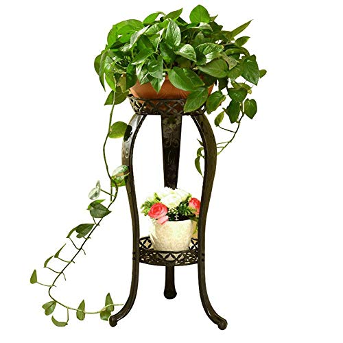WAJI Nordic wrought iron flower stand multi-layer green Luo Lan Lan living room balcony floor indoor imitation wood flower pot rack-1