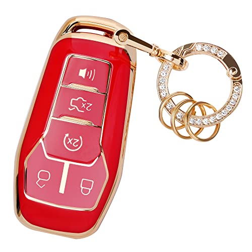 Coque clé Ford Lincoln en TPU souple rouge haute résistance pour Explorer