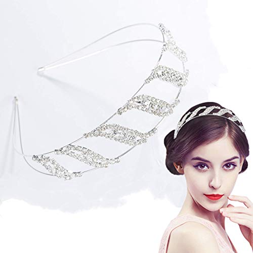 Hetianmei Rhinestone Headbands for Women，Diamond Headband for Girl and Jeweled Sparkly Crystal Headbands Bling for Weddings/Party/Daily Wear （Silver）