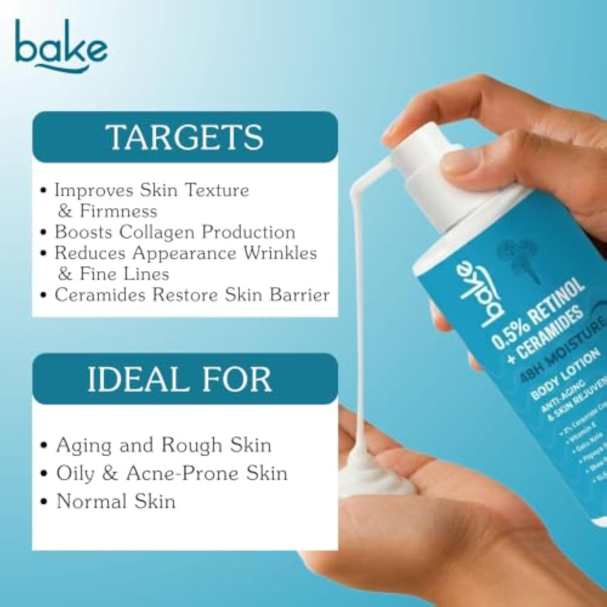 0.5% Retinol + 2% Ceramide Body Lotion for Dry, Aging Skin