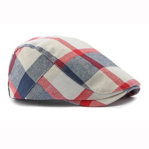 Image of Men's Plaid Striped Newsboy Ivy Flat Driving Golf Cap