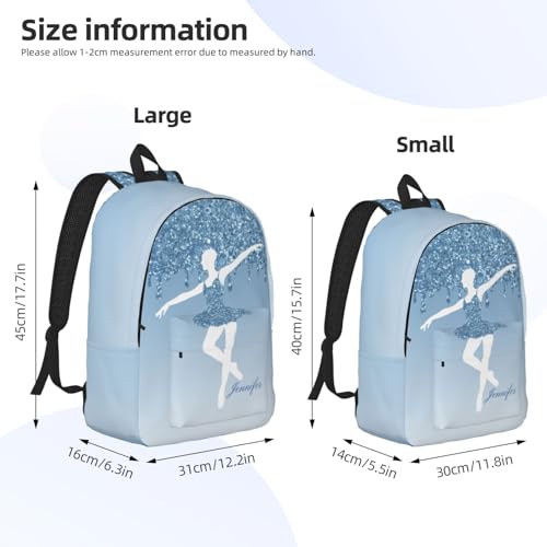 Generic Custom Ballet Dance Backpack Personalized Backpack with Name Customized Casual Bag Daypack for Woman Outdoor Hiking Travel Blue 15in3