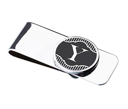 Lillian Rose, Black Band Monogram Letter Y Money Clip, 3.75 by 2"