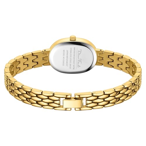 Elegant Vintage Oval Gold Women's Watch - Waterproof Japanese Quartz Timepiece with Adjustable Strap - Image 4
