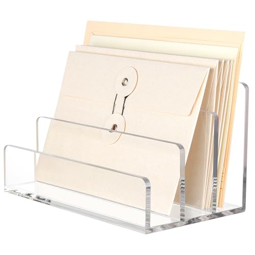 DesignSter Organizer aus Acryl für den Schreibtisch, 3-teiliger Briefsortierer-Organizerhalter, Schreibtisch-Organizer aus Acryl für Dokumente, Briefe, Notizbücher