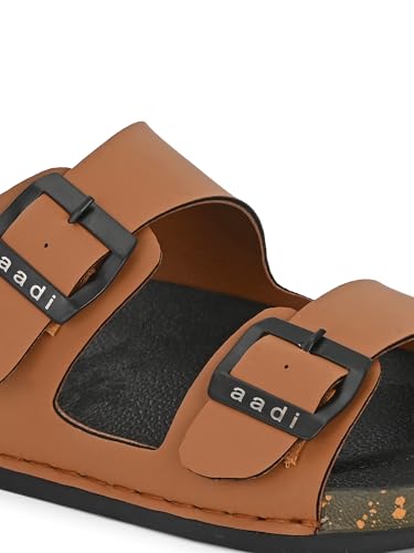 Image of AADI Men's Synthetic Leather Lightweight Comfortable Indoor Outdoor Daily Use Casual Slides /Slippers /Sandals /Floaters