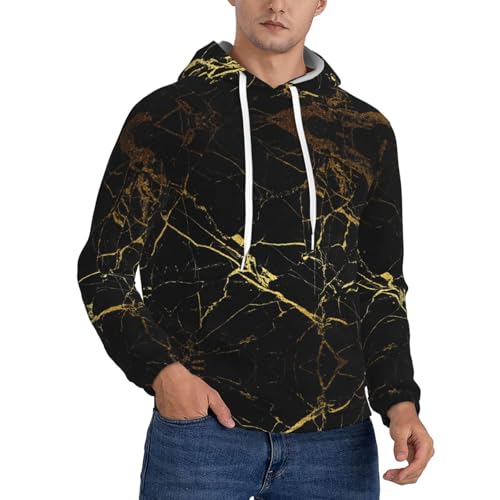Sweat à capuche noir pour rompre la monotonie des pulls unis grâce au motif doré élégant