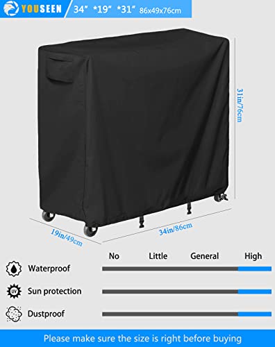 Rolling Cooler Cart Cover, High Density Waterproof 80 Qt Patio Cooler Cover, W34*D19*H31 Inch, Black #TOP1