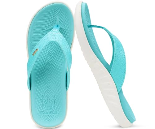 Image of KuaiLu Womens Flip Flops Arch Support Yoga Mat Cushioned Thong Sandals | Ladies Comfortable Walking Slides For Plantar Fasciitis Slip On Indoor Outdoor For Summer
