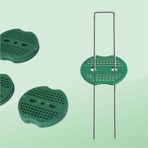25 Pcs 6 Inch 11 Gauge Galvanized Stainless Steel Garden Stakes Staples and 25 Pcs Gasket,Lawn Landscape Staples Fabric Pins Heavy-Duty U Shape Sod Turf Pins for Weed Fabric Barrier,Groud Cover,Fence - Thumbnail 3