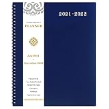 2021-2022 Monthly Planner - 18-Month Planner with Tabs & Pocket & Label, Contacts and Passwords, 9' x 11' , Thick Paper, Jul. 2021 - Dec. 2022, Twin-Wire Binding - Navy Blue by Artfan