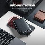 VULKIT Męski portfel, minimalistyczny, rozkładany uchwyt na karty, blokowanie RFID, magnetyczne zamknięcie, skórzany portfel z okienkiem na dowód osobisty, na gotówkę i karty kredytowe, do 11 kart