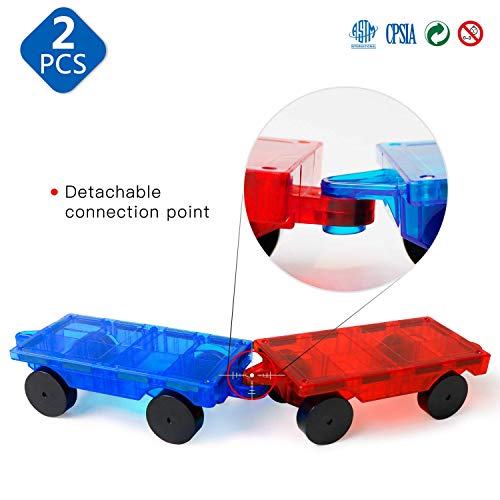 Magblock 2 Pieces Car Truck Chassis Wheel Set Compatible With Magnetic Tiles Magnet Toys For Kids Toddlers Preschool Gift Toys #TOP3